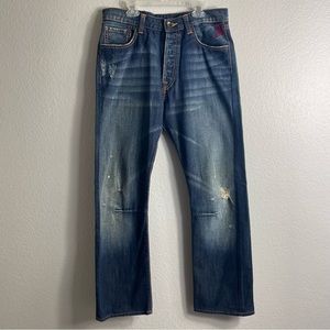 Ed Hardy Christian Audigier mens skull Rhinestone jeans